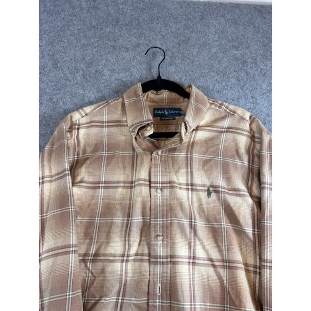 Vintage 90s Ralph Lauren Plaid Button Down Shirt Mens Large Classic Fit Preppy